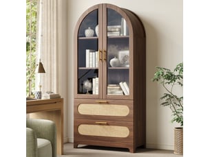 Vitrine coloris bois foncé 3 étagère(s) <strong>MAISENTIEL</strong> <strong></strong> - 80 cmx175 cm