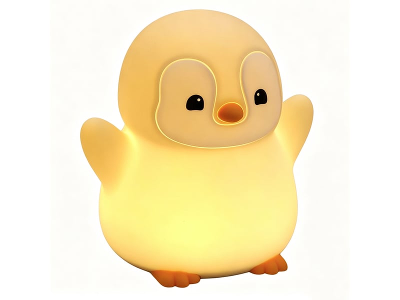  Veilleuse pingouin led pour enfants, lampe en silicone souple rechargeable, 2 niveaux de luminosité  - Conforama A