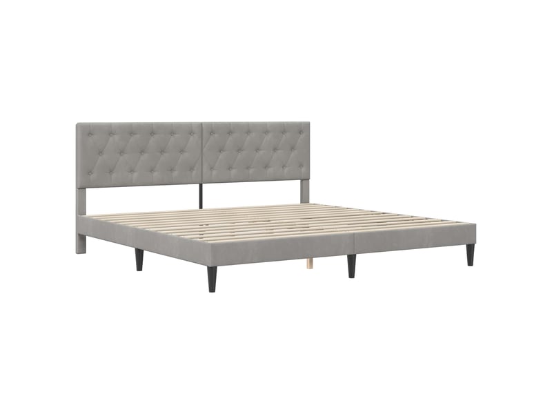  Lit double- lit adulte -  cadre de lit avec tête de lit gris clair 200 x 200 cm velours  - Conforama B