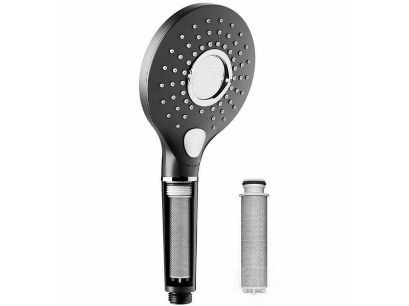  Pommeau de douche avec filtre, haute pression, 3 jets, douchette anti calcaire avec 1 cartouche filtrante, noir, rainsworth  - Conforama A