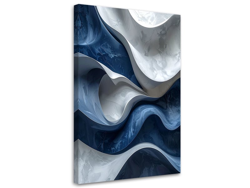  Tabelau sur toile, vagues modernes à plusieurs niveaux bleu marine et blanc 70x100 1334482039 - Conforama A