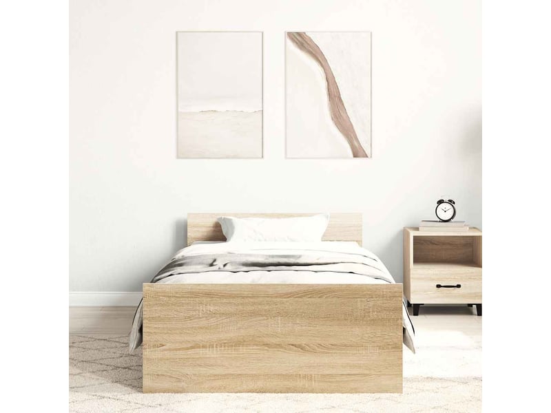  Lit simple- lit adulte -  cadre de lit sans matelas chêne sonoma 90x200 cm  - Conforama B