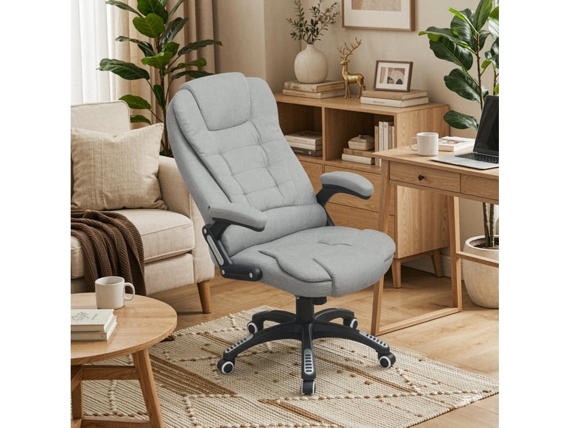  Fauteuil de bureau massant 68x72 cm chauffant réglable gris clair  - Conforama C
