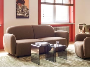 Canapé droit fixe <strong></strong> <strong></strong> 2 places Tissu marron avec coffre de rangement