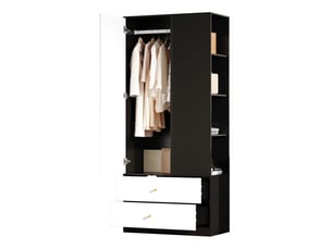 Armoire penderie 1 porte miroir avec 2 tiroirs et 4 étagères 80 x 40 x 180 cm