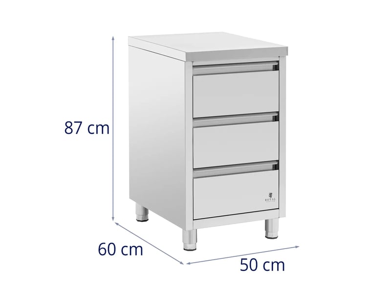  Meuble bas de cuisine professionnel 3 tiroirs 50 x 60 cm acier inoxydable 14_0009342  - Conforama E
