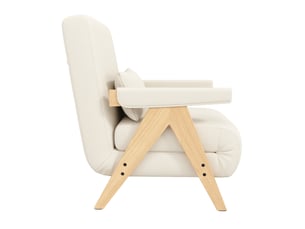 Fauteuil convertible, en tissu effet lin, coloris beige, l64 x p60 x h87 cm, pour salon et chambre, design moderne