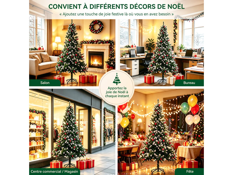 Homavo xms-t2 sapin de noël artificiel 180 cm – sapin de noël de 180 cm, adapté à la maison, au jardin, aux centres commerciaux, aux hôtels, aux fêtes et à d’autres décors de noël. - Conforama C