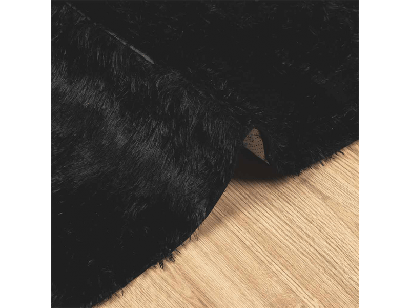  Tapis shaggy à poils longs navarra noir 160x160 cm polyester - comfortxl 4102870 - Conforama D