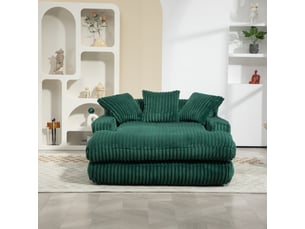 Canapé droit convertible <strong></strong> <strong></strong> 1 place Velours côtelé vert