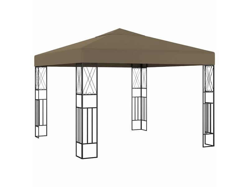  Tonnelle avec guirlande lumineuse à led 3x3 m taupe tissu cf62468  - Conforama C