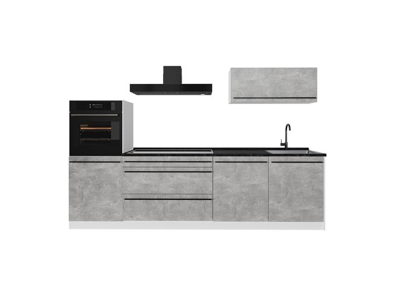  Vicco cuisine, bétonblanc, 280cm plan de travail anthracite  - Conforama A