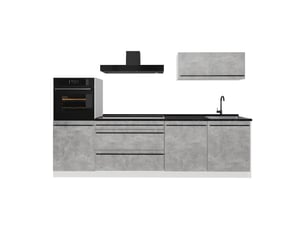 Vicco cuisine, bétonblanc, 280cm plan de travail anthracite