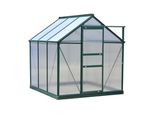 Serre de jardin polycarbonate 190 x 192 x 201 cm résistant aux uv 30+ fondation renforcé gouttière vert foncé