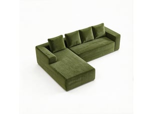 Canapé d’angle modulable 261x171x58 cm réversible vert