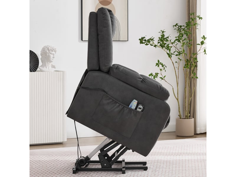  Fauteuil releveur électrique pour senior, fauteuil massant avec chaleur, repose-pieds réglable pour salon et lecture  - Conforama D