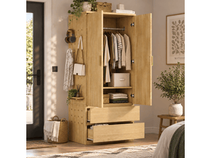 Armoire battante 2 tiroir(s) <strong></strong> <strong></strong> coloris naturel largeur 170 cm