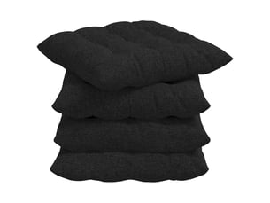 Lot de 4 coussins de siège, coussins décoratifs tissu noir 40 x 40 x 6 cm cf60022