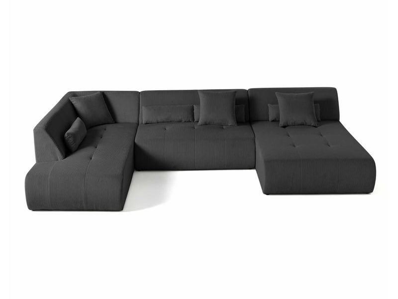  Onyx - canapé panoramique d'angle gauche 7 places - en velours côtelé - lisa design - gris foncé ONYX - Conforama A