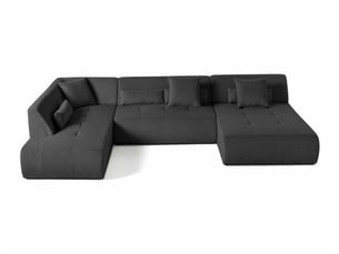 Canapé d'angle gauche fixe BESTMOBILIER ONYX 7 places Velours Gris foncé