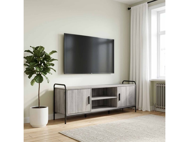  Meuble tv, table tv 133x33x50 cm sonoma gris bois d'ingénierie  - Conforama B