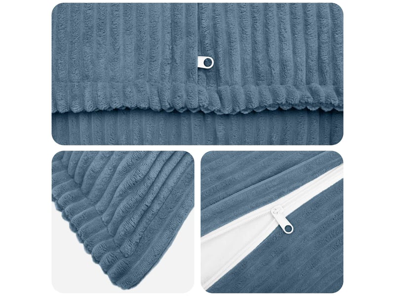  Lot de 6 housses de coussin houten bleu 50 x 70 cm velours côtelé cf49797  - Conforama D