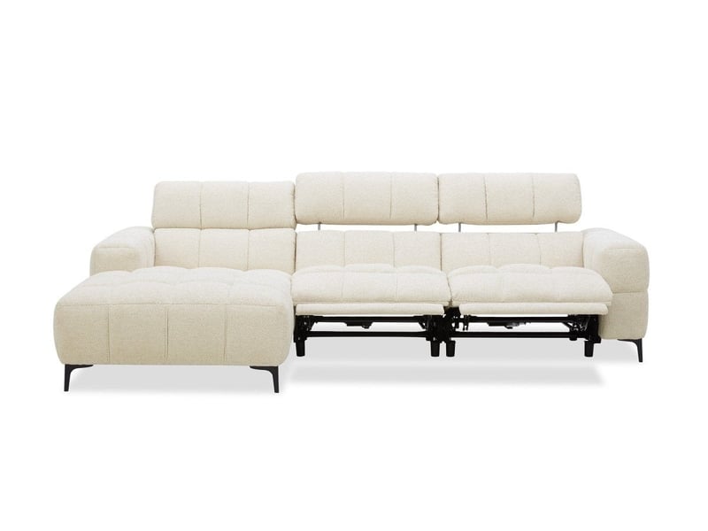 Canapé d'angle relax électrique en velours texturé beige edelmira - angle gauche KM7965-M3-BEI - Conforama E