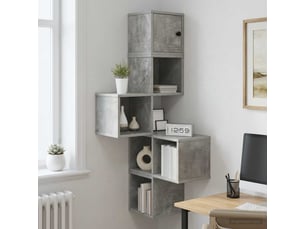 Étagère d'angle flottante, étagère murale gris béton 48 x 48 x 120 cm cf41404