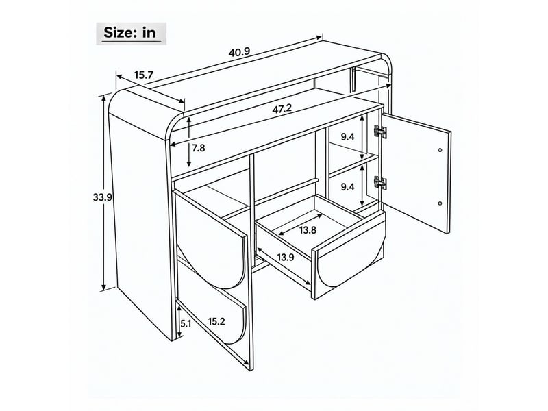  Commode naturelle en mdf, espace ouvert, éclairage intégré et rangement adapté  - Conforama C