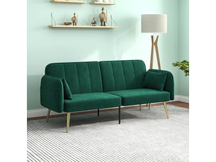 Canapé convertible 2 places canapé-lit canapé clic-clac en tissu velours avec réglable dossier, vert foncé