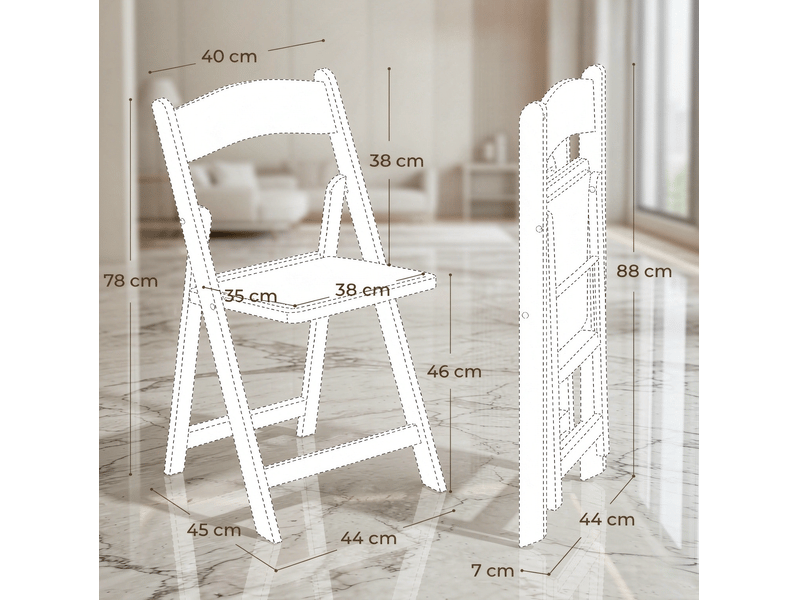  Lot de 4 chaises pliantes blanches en résine, assise rembourrée, pour intérieur et extérieur sans montage  - Conforama C