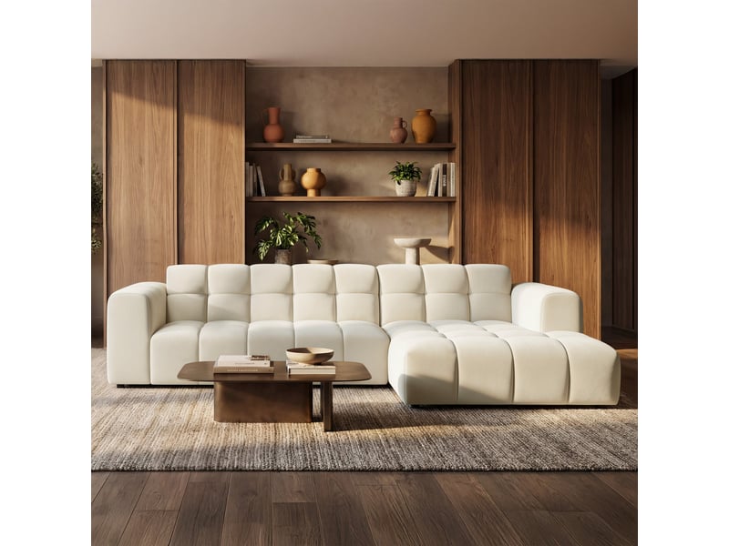 Selsey boloon - canapé d'angle - 300 cm - velours crème Boloon - Conforama B