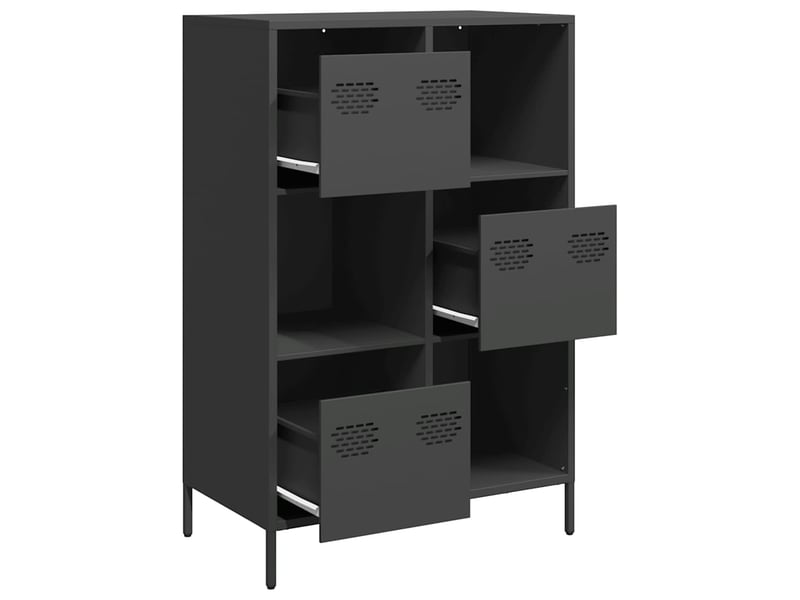  Buffet haut - bahut - meuble de rangement noir 68x39x103,5 cm acier  - Conforama D