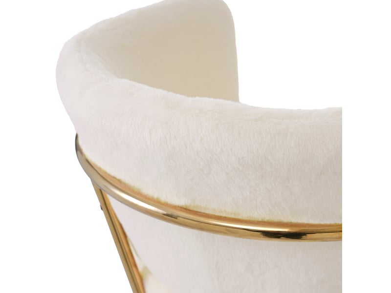  Lot de 4 chaises en fausse fourrure beige, pieds en métal N634P266367B-4 - Conforama E