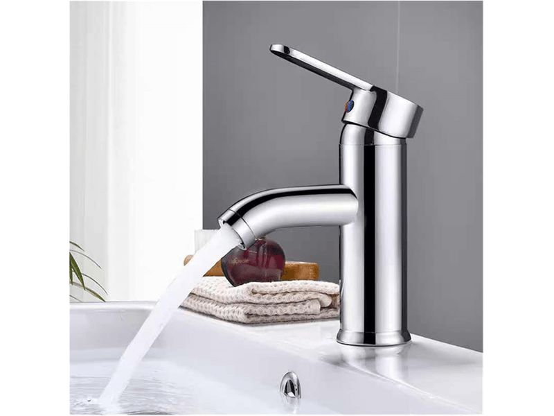Robinet mitigeur eau chaude et froide, robinet de lavabo monocommande (couleur: version courte galvanisée) - Conforama B
