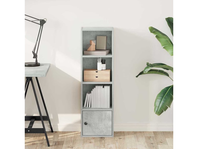  Bibliothèque, meuble de rangement salon gris béton 31x24x102 cm bois d'ingénierie  - Conforama C