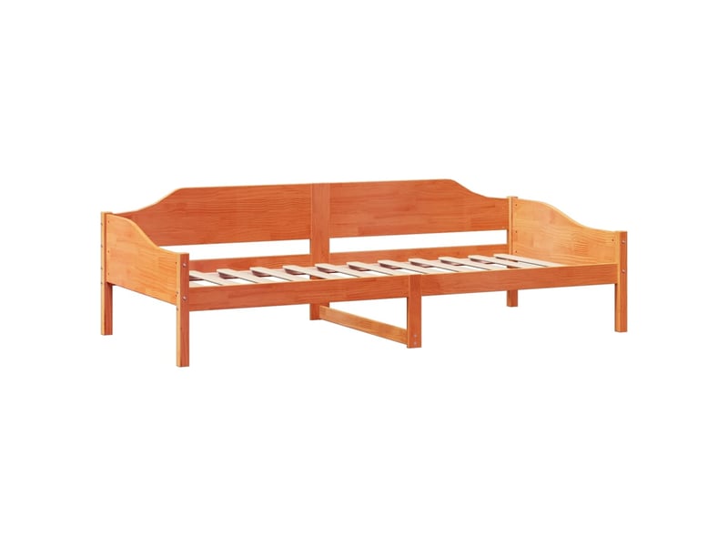  Lit simple- lit adulte -  cadre de lit sans matelas  marron 90x200 cm bois pin massif  - Conforama C