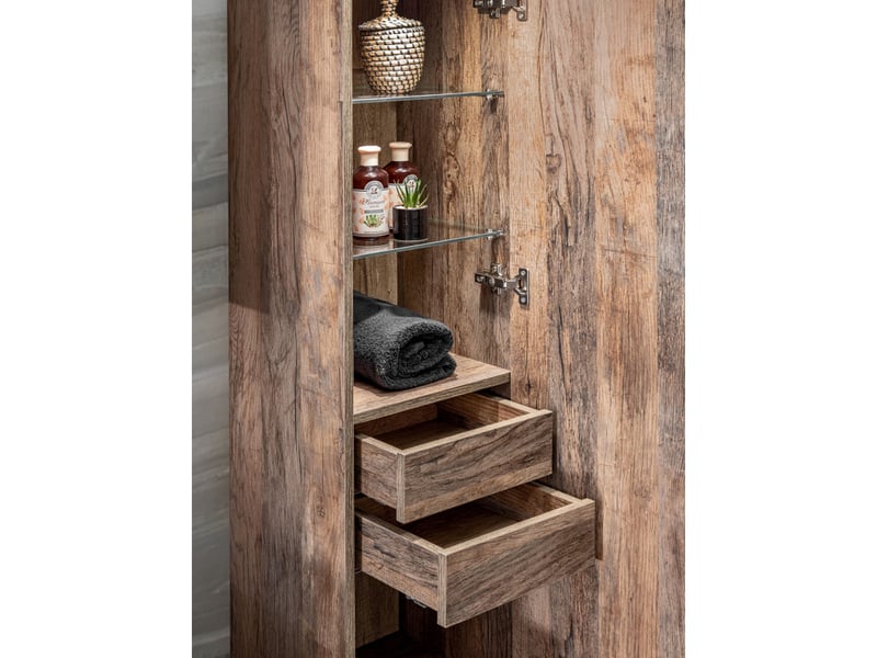 Ensemble salle de bain double vasques 120 cm + 4 éléments - rosario oak - Conforama C