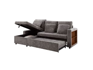 Canapé droit convertible <strong>WISHDOR</strong> <strong></strong> 3 places Tissu gris avec coffre de rangement