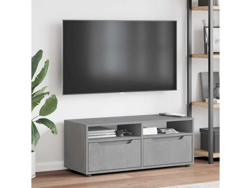  Meuble tv - banc tv - meuble de rangement visnes gris béton 100x40x38 cm bois d'ingénierie  - Conforama D