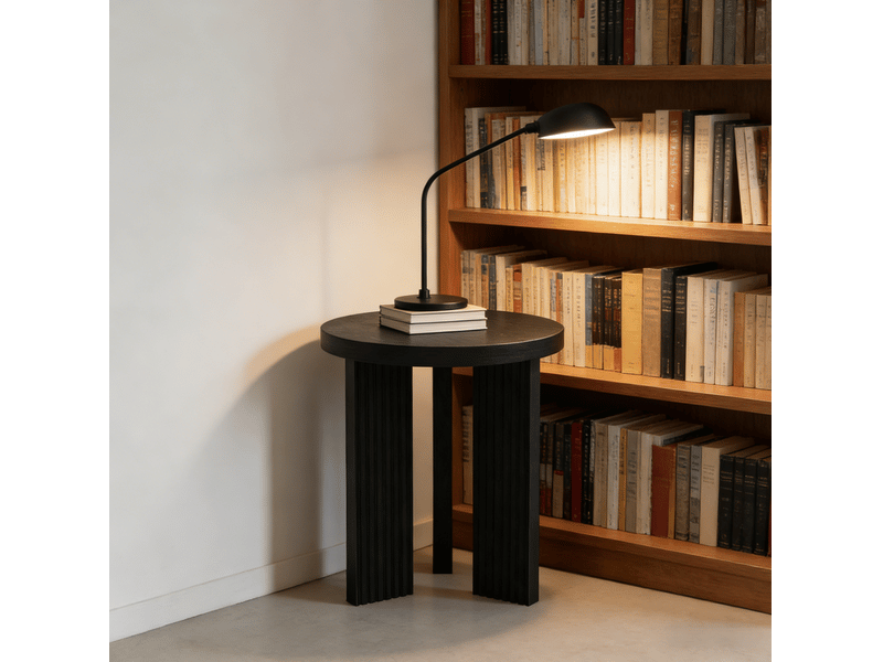  Table d'appoint ronde 44,5 x 44,5 x 45 cm en mdf noire chicfurn  - Conforama C