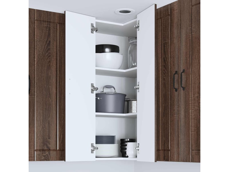  Meuble mural de cuisine, armoire d'angle cuisine lucca chêne brun 57x57x100cm  - Conforama D