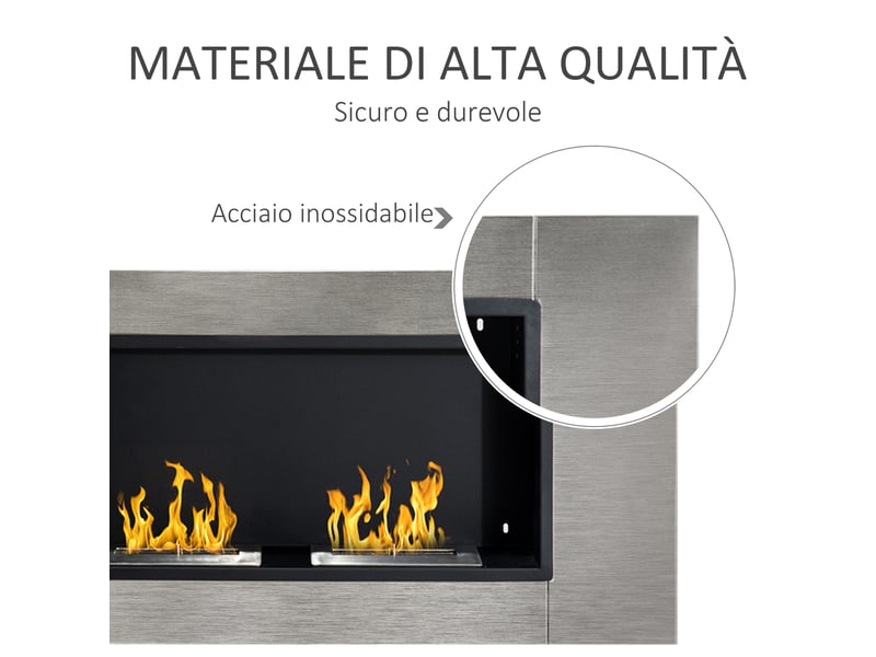  Cheminée murale au bioéthanol avec 2 brûleurs, capacité de 3 l, 13 600 btu, 110 x 54 x 14,5 cm  - Conforama D