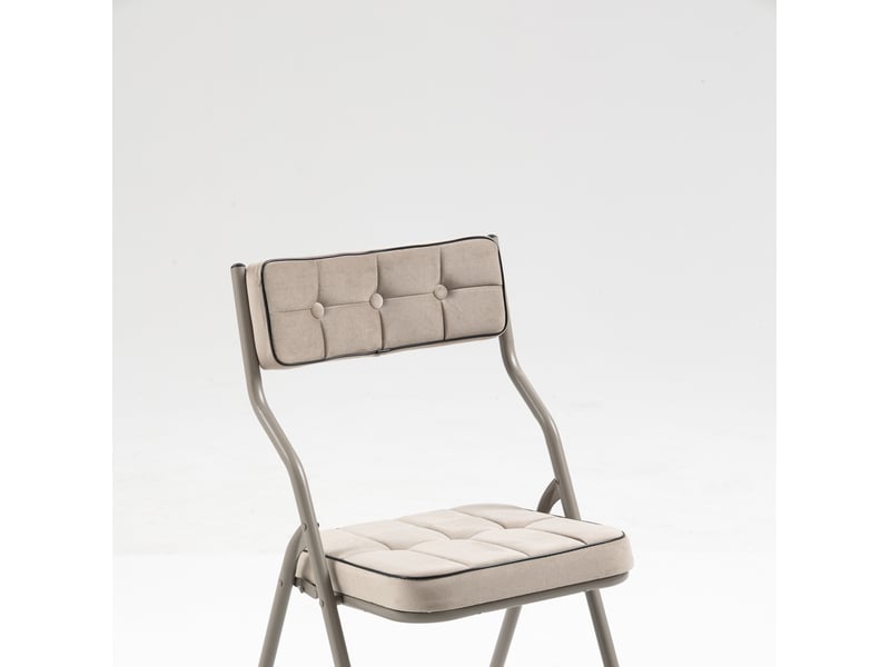  Lot de 2 chaises pliantes rembourrées, acier et velours, kaki  - Conforama A