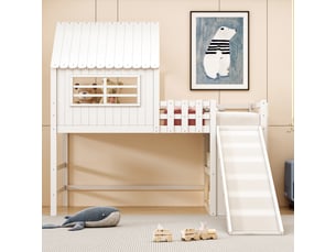 Lit mezzanine 90x200 cm <strong>MERAX</strong>  <strong>lit enfant blanc</strong> coloris blanc