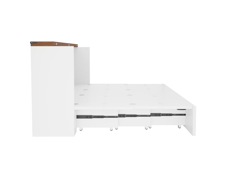  Lit escamotable 140x200 cm blanc avec structure métal, prise eu et roulettes silencieuses Fay Lum - Conforama D