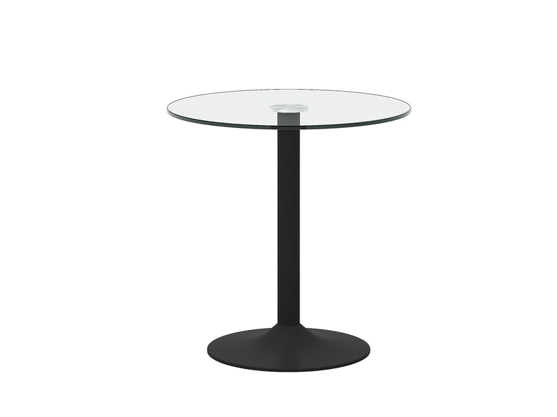  Table de bar ronde 89 cm en verre transparent et métal noir, hauteur 92 cm  - Conforama A