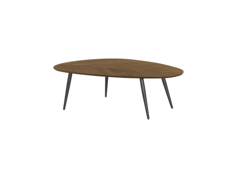  Table basse organique décor bois placage manguier noyer piètement acier - vanya  - Conforama A