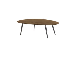 Table basse organique décor bois placage manguier noyer piètement acier - vanya