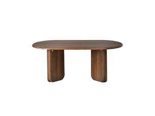 Table basse ovale 99x50x40 cm en mdf effet noyer, pieds robustes, charge 40 kg